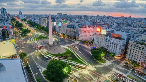 Aerial shot of The Capital City of Buenos Aires in Argentina