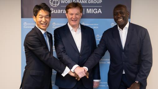 Left to right: Tsutomu Yamamoto, Managing Director, MIGA; Sir Danny Alexander, CEO of Infrastructure Finance & Sustainability, HSBC; Makhtar Diop, Managing Director, IFC. Photo Credit: Djenno Bacvic, IFC
