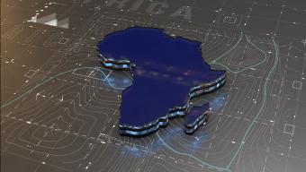 Africa digital cyber technology map background. Digital map network or global communication business concept.