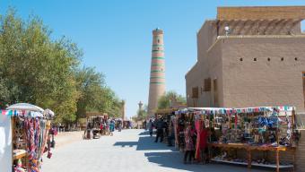 Ancient city of Itchan Kala in Khiva, Uzbekistan. Itchan Kala is Unesco World Heritage Site.