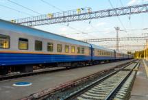 Railway tracks and trains on them