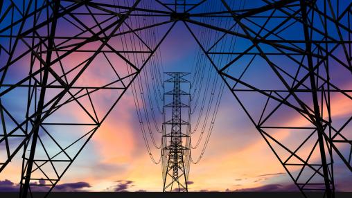 telecommunication tower with sunset
